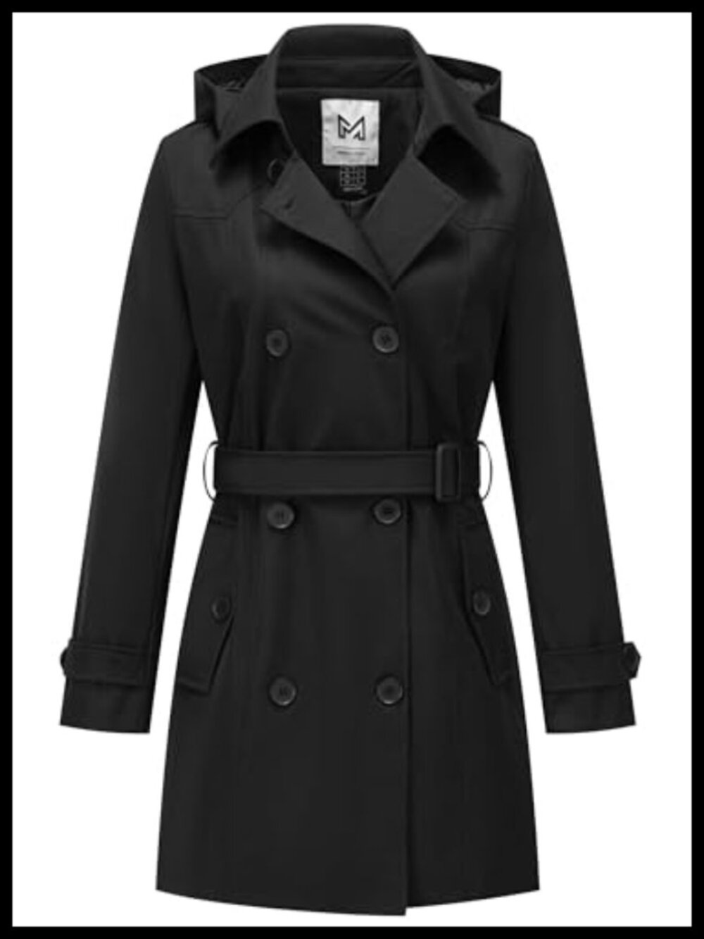 Women's Belted Double-Breasted Trench Coat Waterproof Windproof